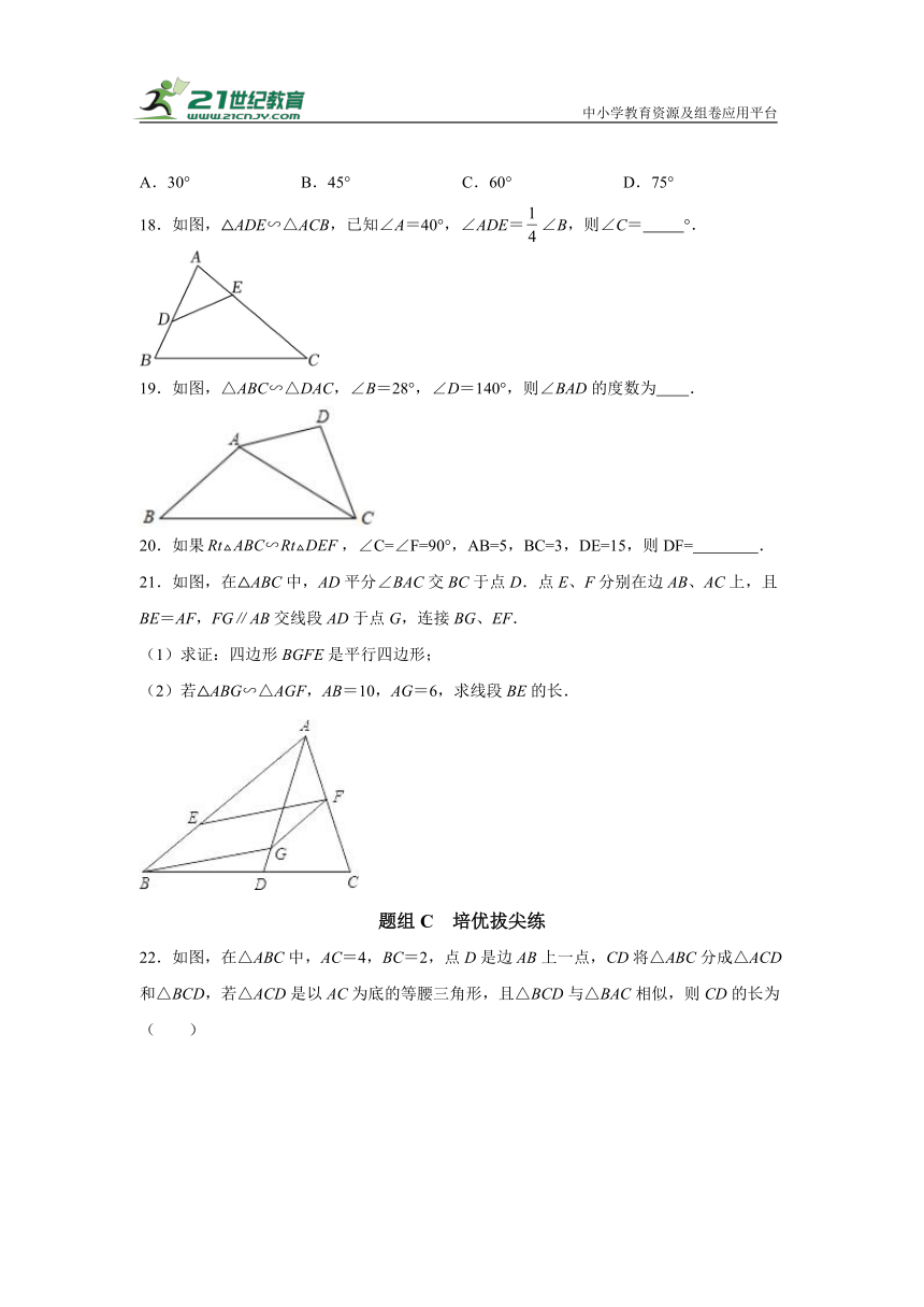 4.3 相似三角形分层练习（含解析）