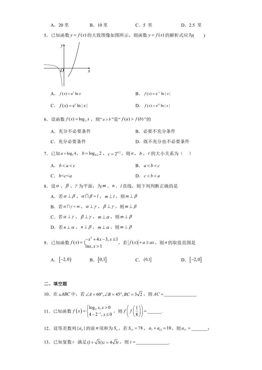 天津市北辰区朱唐庄中学2023-2024学年高三上学期期中检测数学热身试题（含解析）