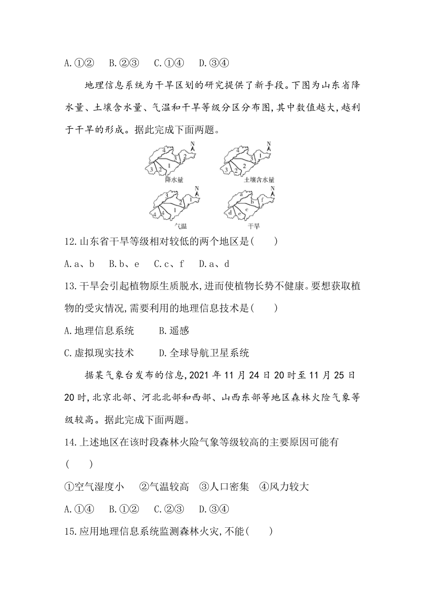 2024中图版新教材高中地理必修第一册同步练习--第四章　 自然地理实践的基本方法（含解析）