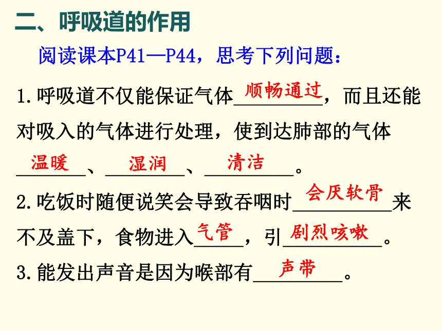 4.3.1 呼吸道对空气的处理 课件(共19张PPT)2022-2023学年人教版生物七年级下册