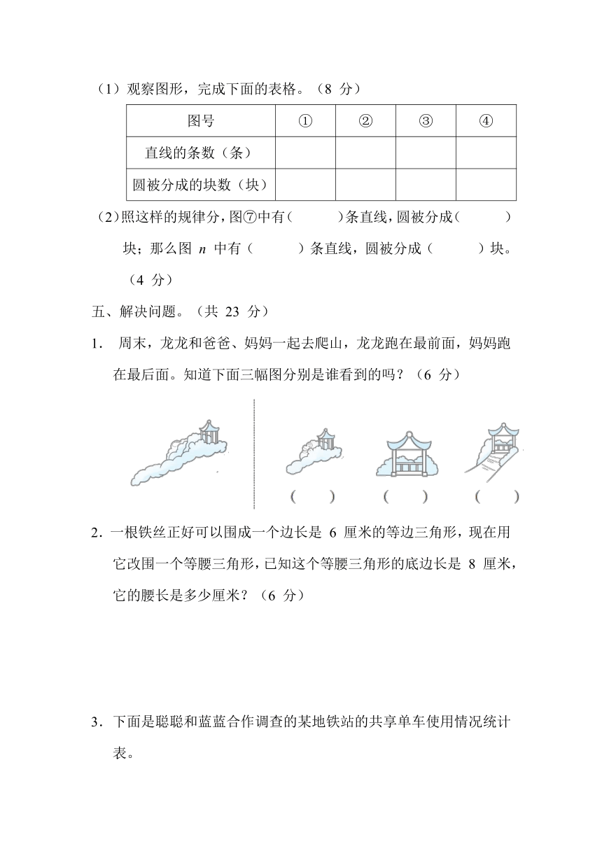 期末专项复习-几何与统计-冀教版数学四年级下册（含答案）