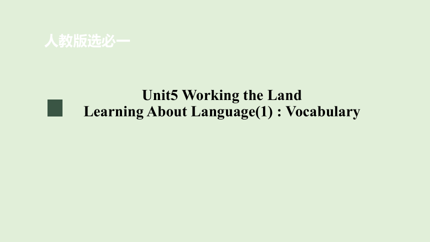 人教版（2019）选择性必修 第一册Unit5 Working the Land  Learning About Language(1) Vocabulary课件(共34张PPT，内嵌视频)