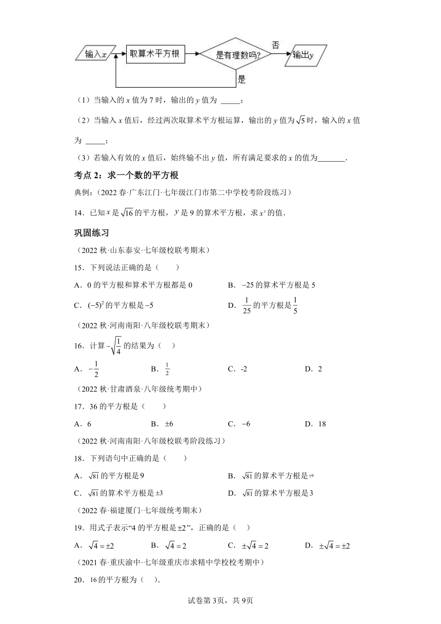 6.1平方根 同步讲义（含解析）七年级数学下册人教版