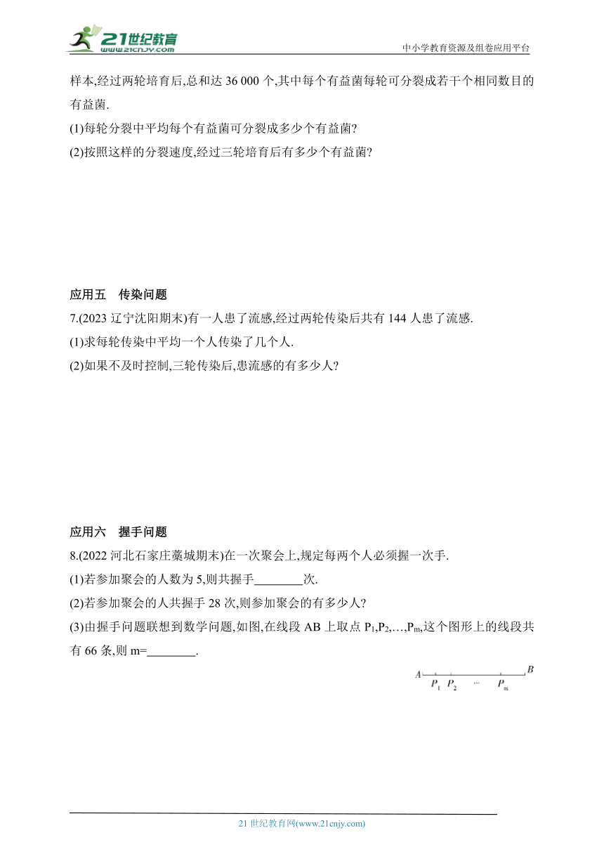 2024五四制鲁教版数学八年级下学期--专项素养综合全练(五)一元二次方程的应用（含解析）