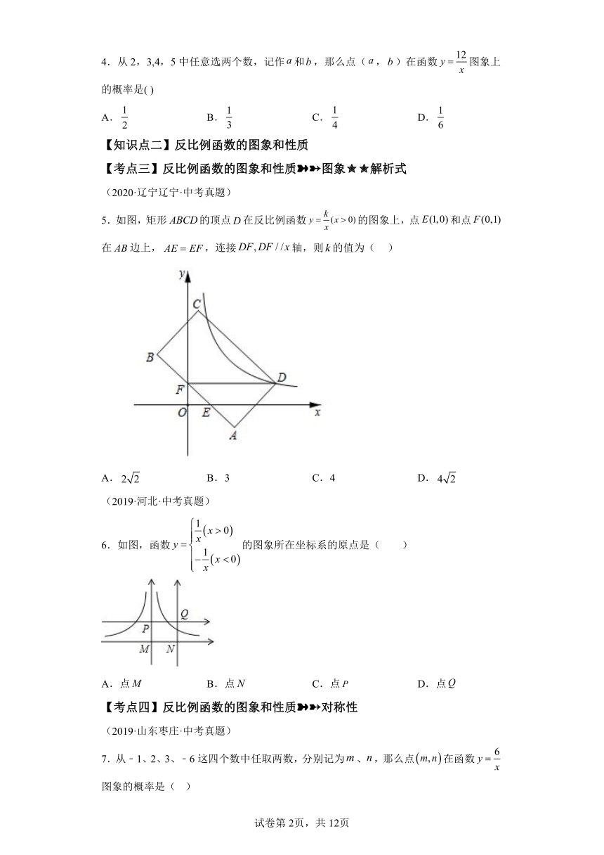 专题26.31《反比例函数》中考常考考点专题（1） 巩固篇 专项练习（含解析）2023-2024学年九年级数学下册人教版专项讲练