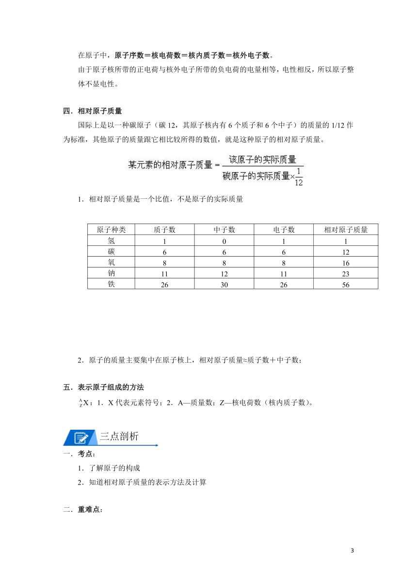 化学人教版九上同步讲义：第09讲_原子的结构（含答案)