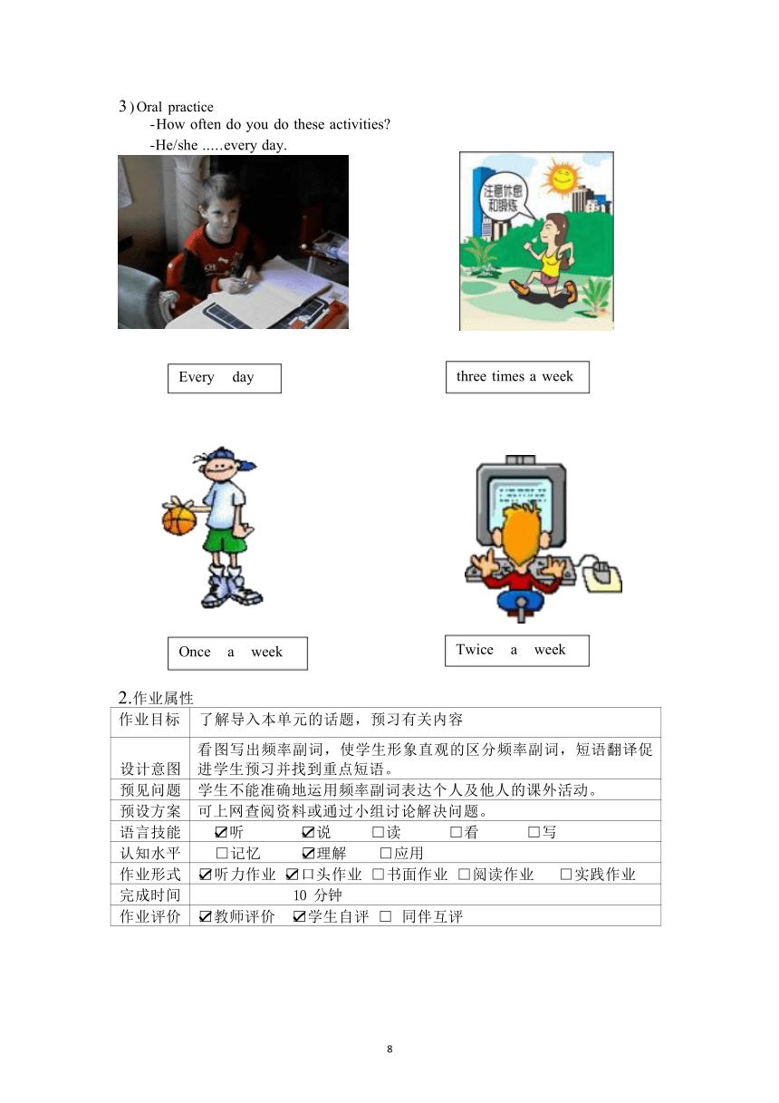 Unit 2 How often do you exercise单元作业设计（共5课时）人教版英语八年级上册
