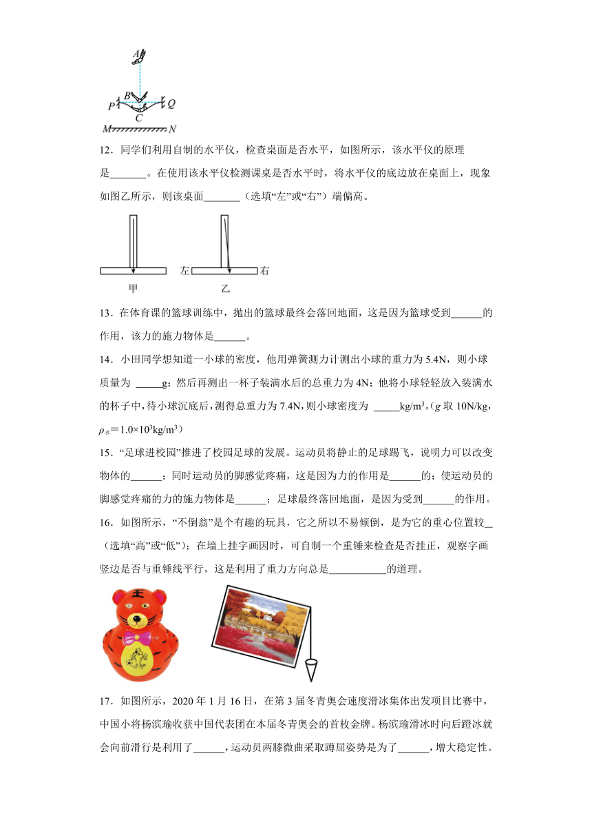 6.3重力同步练习沪粤版物理八年级下册（含答案）