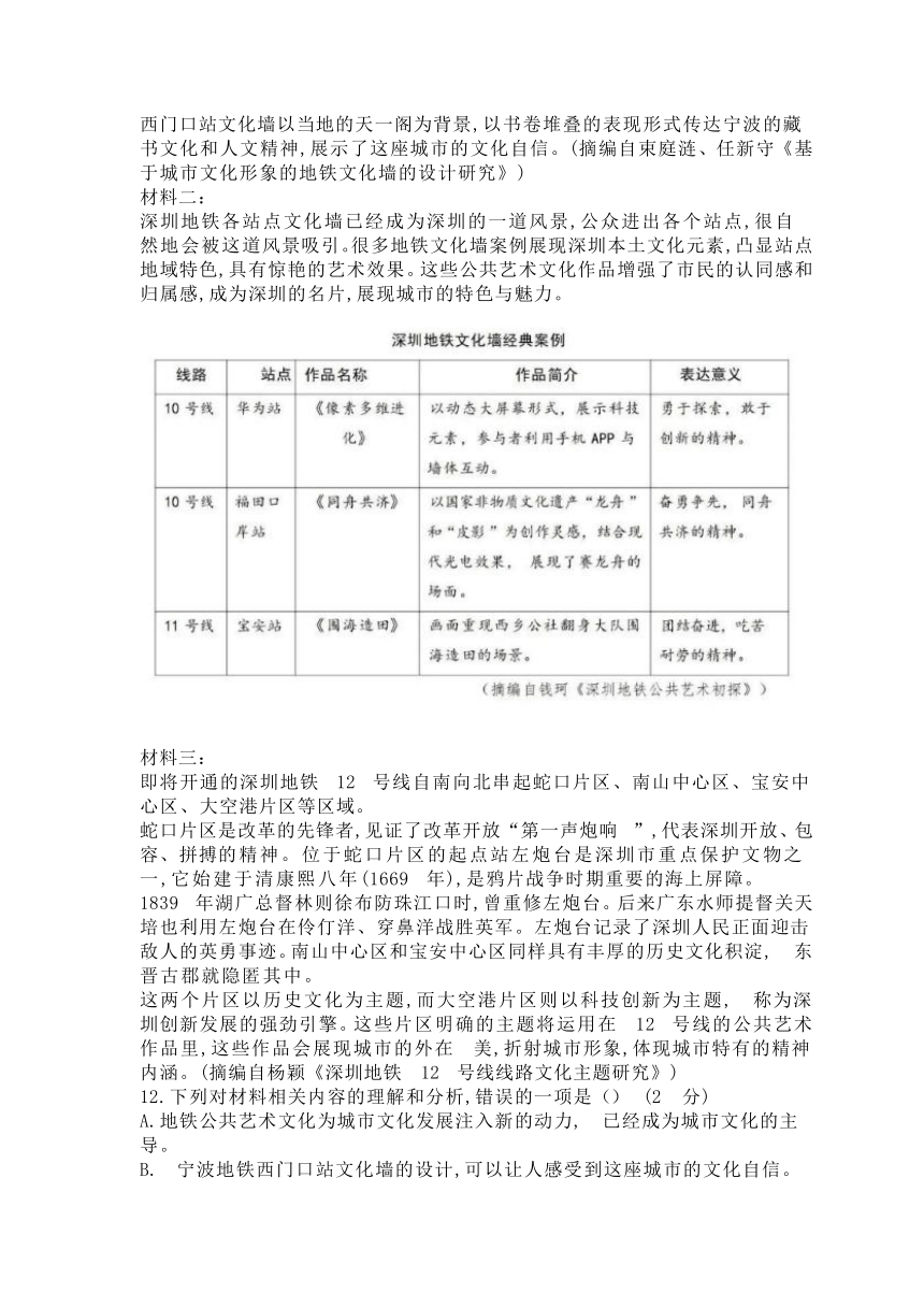 2022年广东省深圳市语文中考真题（回忆版）（含部分答案）