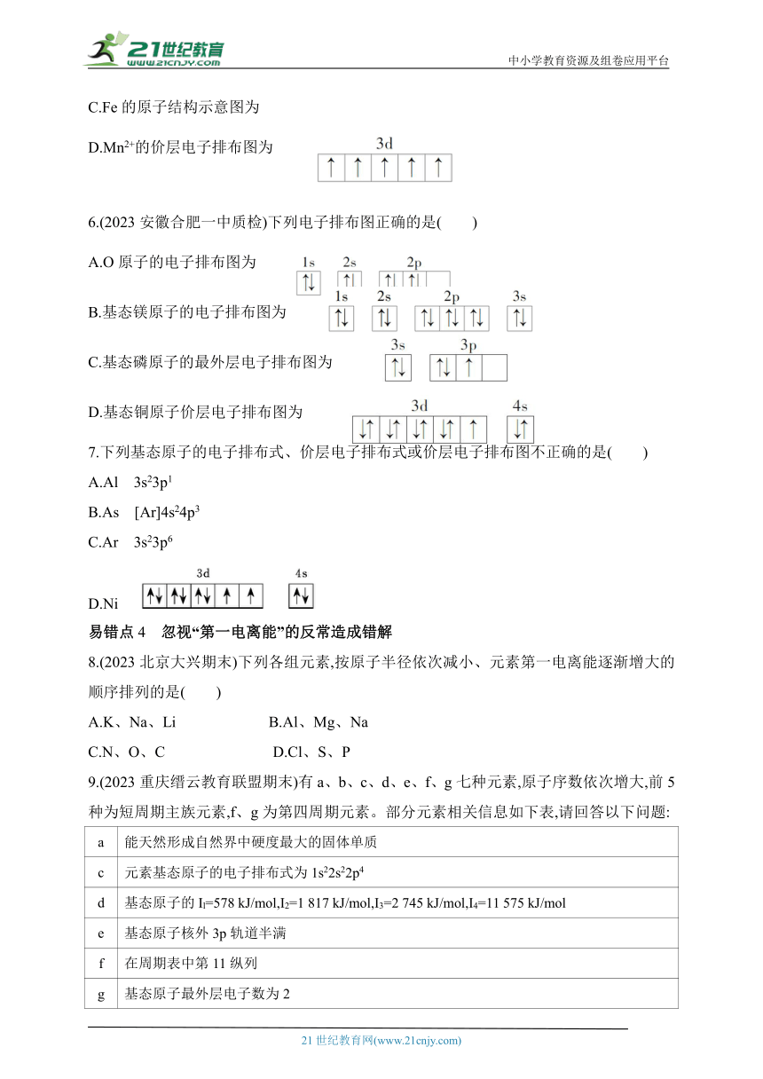 2024人教版高中化学选择性必修2同步练习题--第一章  原子结构与性质复习提升（含解析）