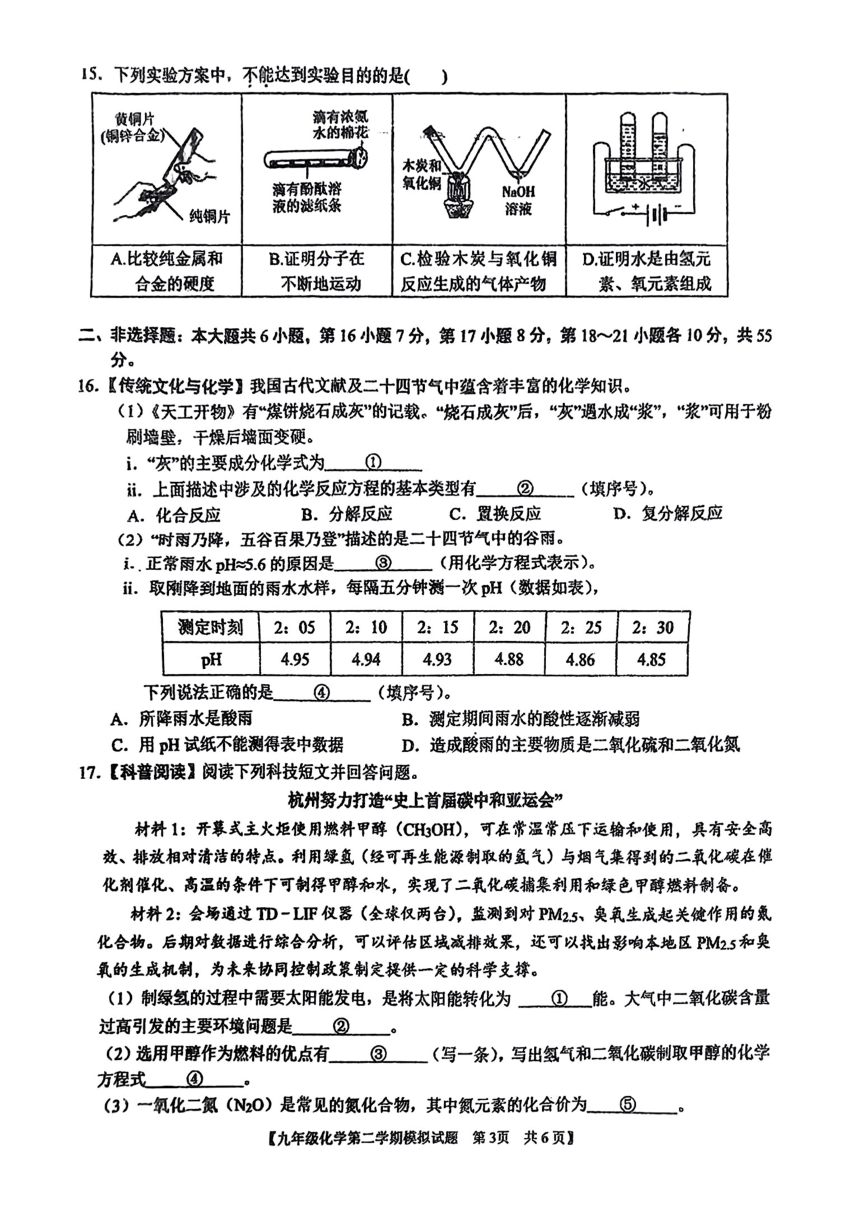 2024年广东省湛江市霞山区部分学校中考一模考试化学试题（图片版 无答案）