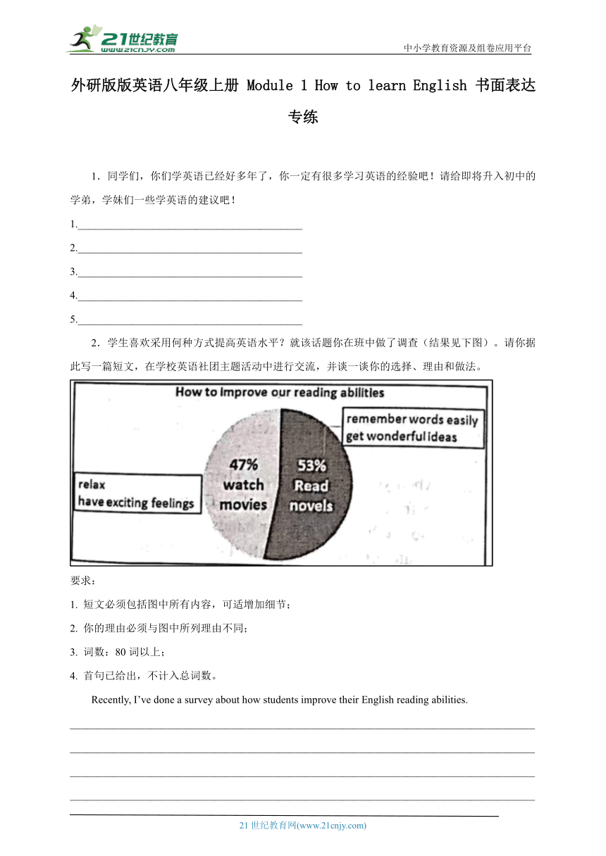 Module 1 How to learn English 书面表达专练（含解析）外研版版英语八年级上册