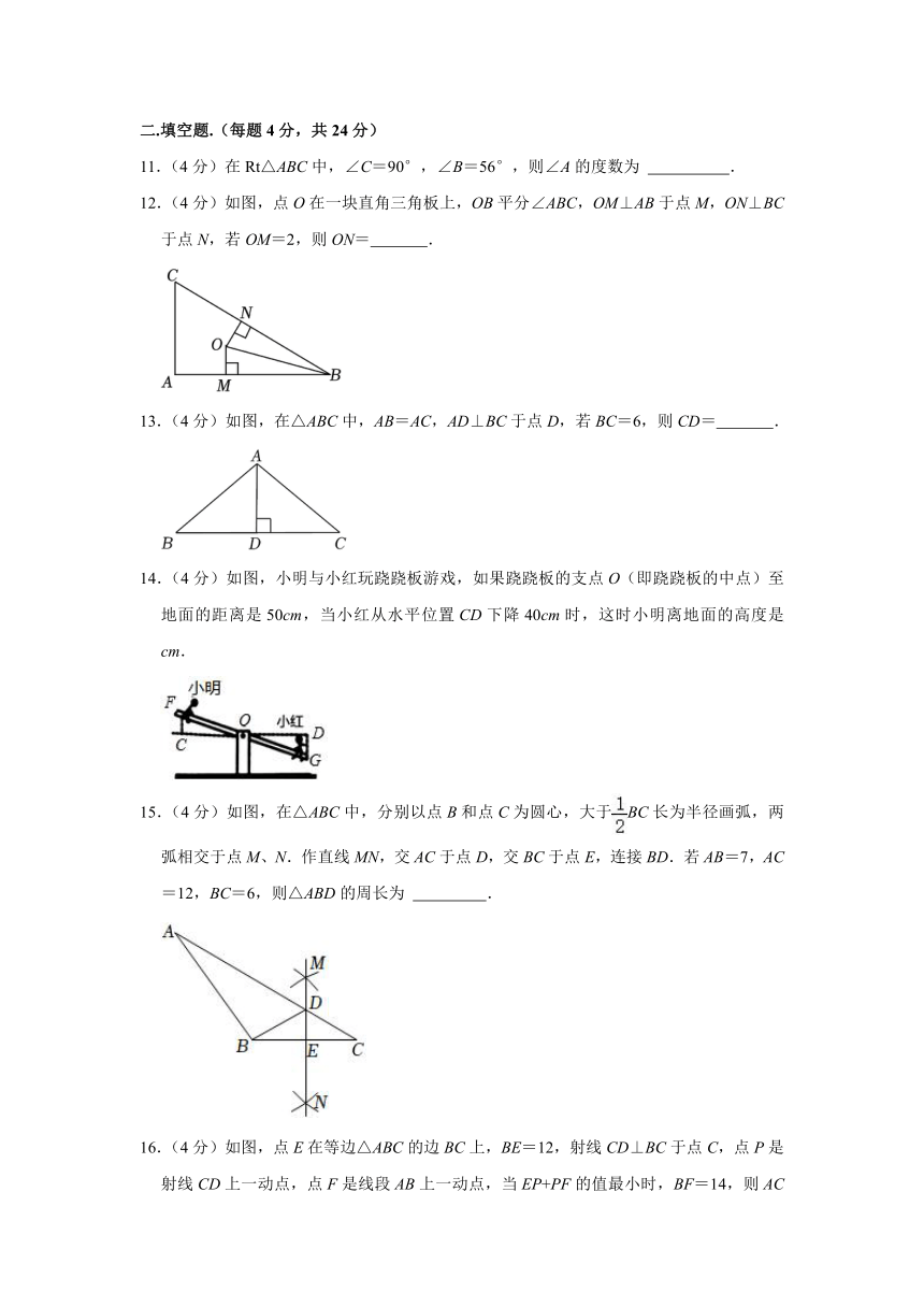 甘肃省陇南市西和县2023-2024学年八年级上学期期中数学试卷（含答案）