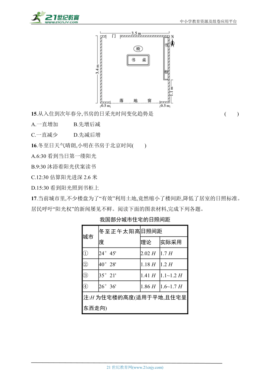 2024浙江专版新教材地理高考第一轮基础练--考点分层练13　太阳视运动（含解析）