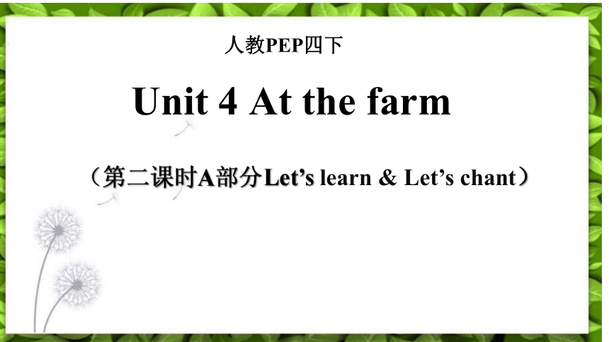 Unit 4 At the farm Part A Let’s learn & Let’s chant课件(共37张PPT)
