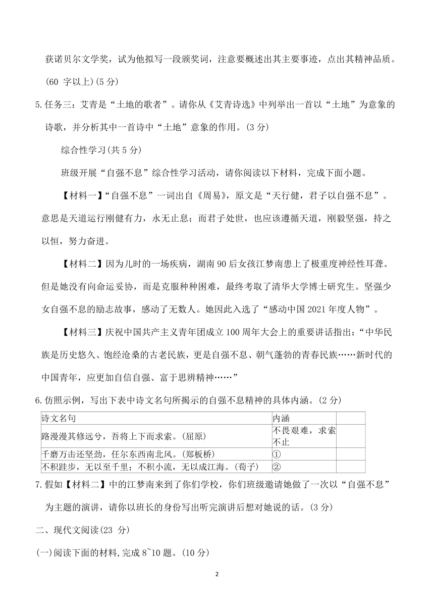 河南省洛阳市洛龙区2023-2024学年九年级上学期期中语文试题（含答案）
