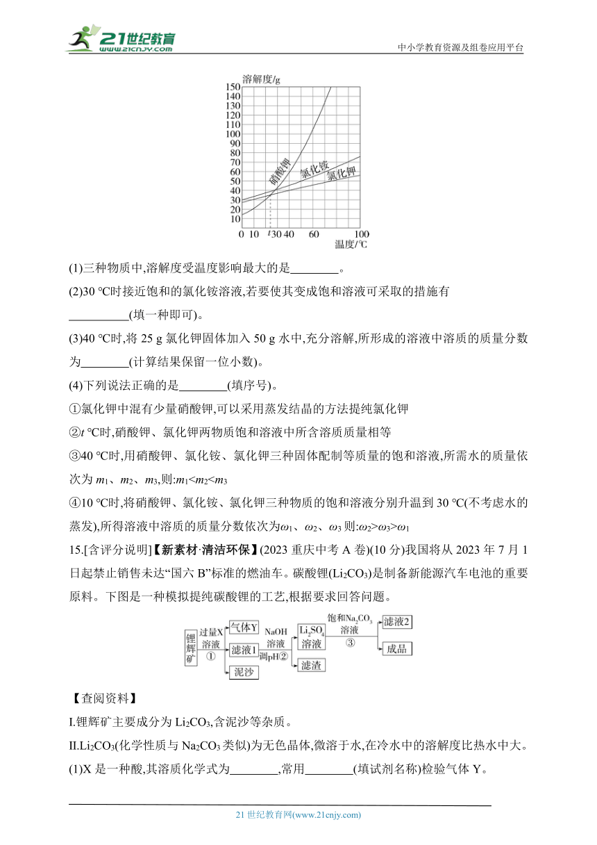 2024沪教版化学九年级下学期课时练--期中素养综合测试