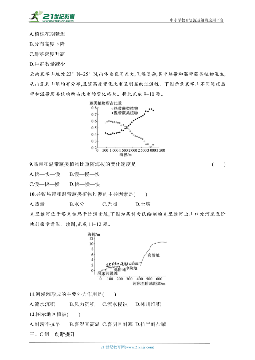 2024浙江专版新教材地理高考第一轮基础练--考点分层练41　植被与环境（含解析）