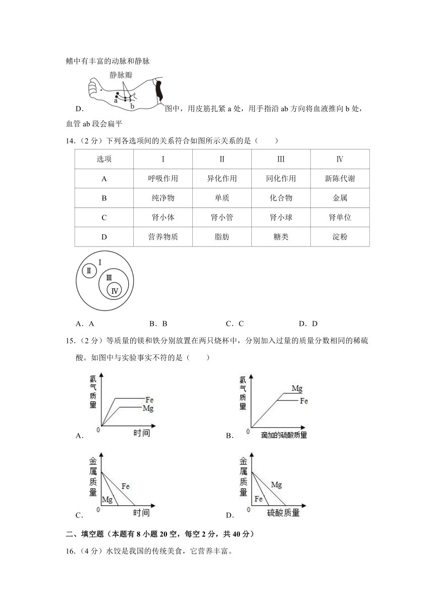 浙江省衢州市衢江一中2022-2023学年第一学期九年级科学期末试卷（含解析）