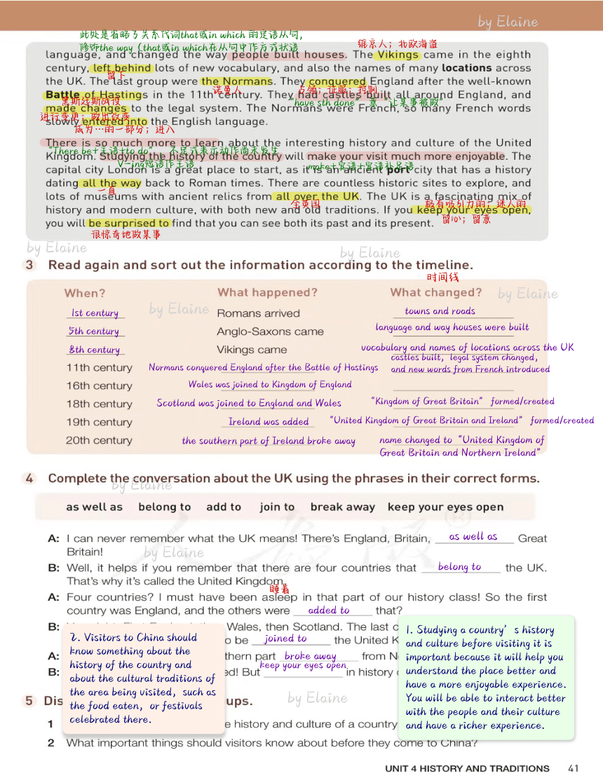 【教材完全解读】新人教版必修二Unit 4 History and traditions课堂笔记（PDF电子书版）