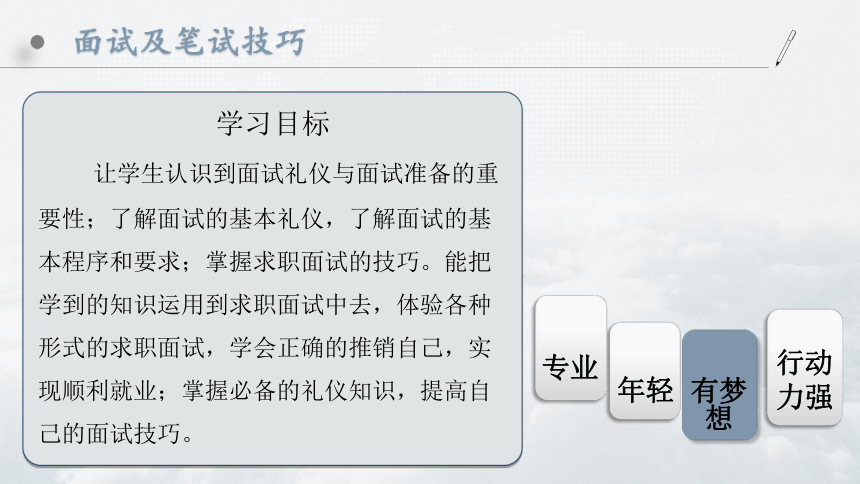 中职《大学生就业指导（第4版》（人邮版·2021）4-3 、面试及笔试技巧 课件(共49张PPT)