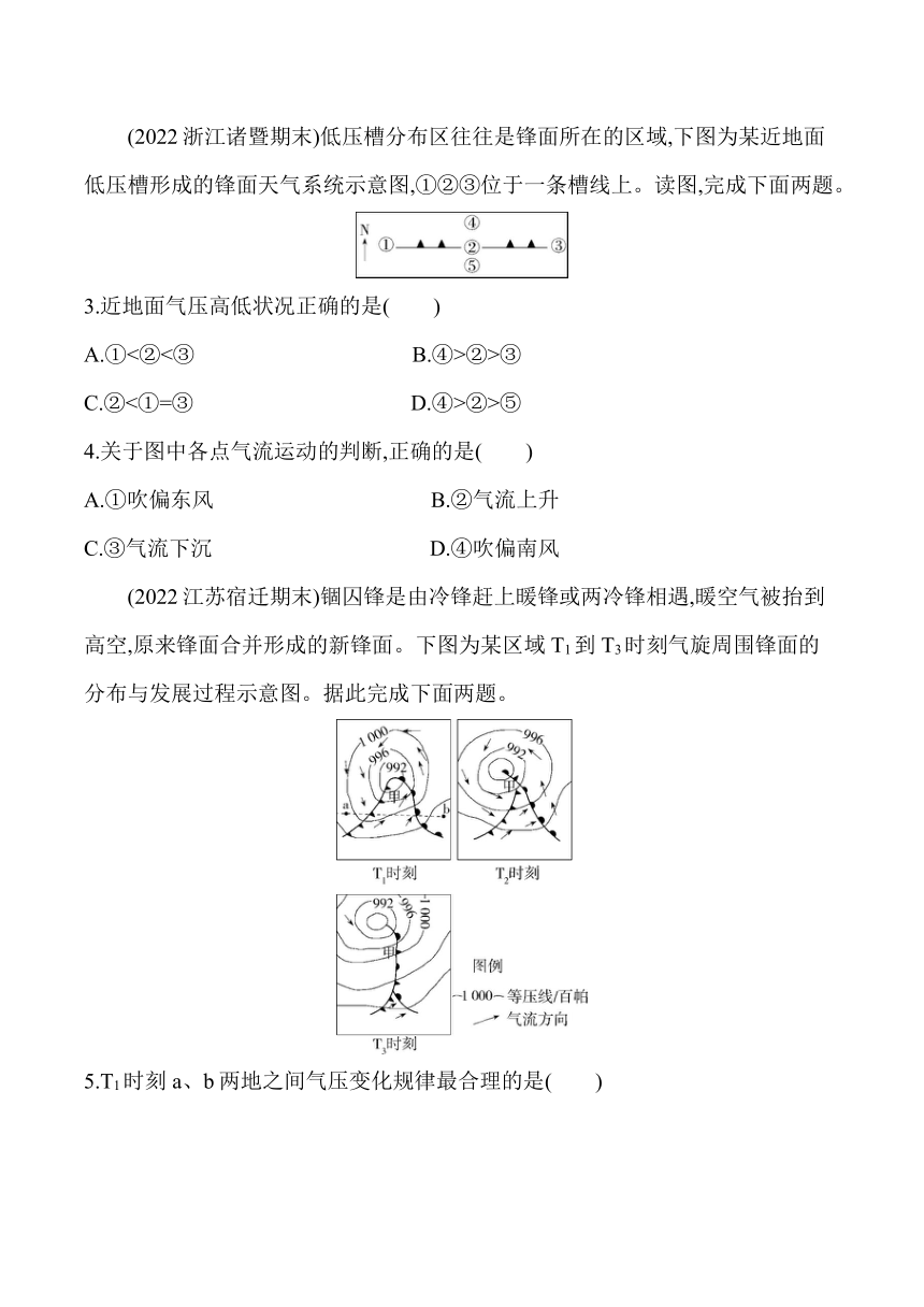 2024湘教版新教材高中地理选择性必修1同步练习--专题强化练十二　锋面气旋（含解析）