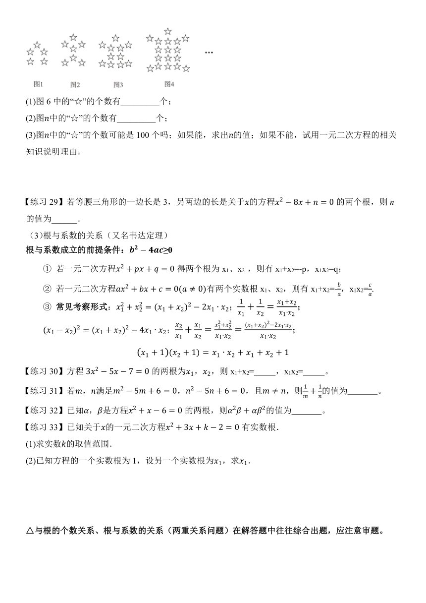 第21章  一元二次方程  复习提纲  （无答案）2023--2024学年人教版九年级数学上册