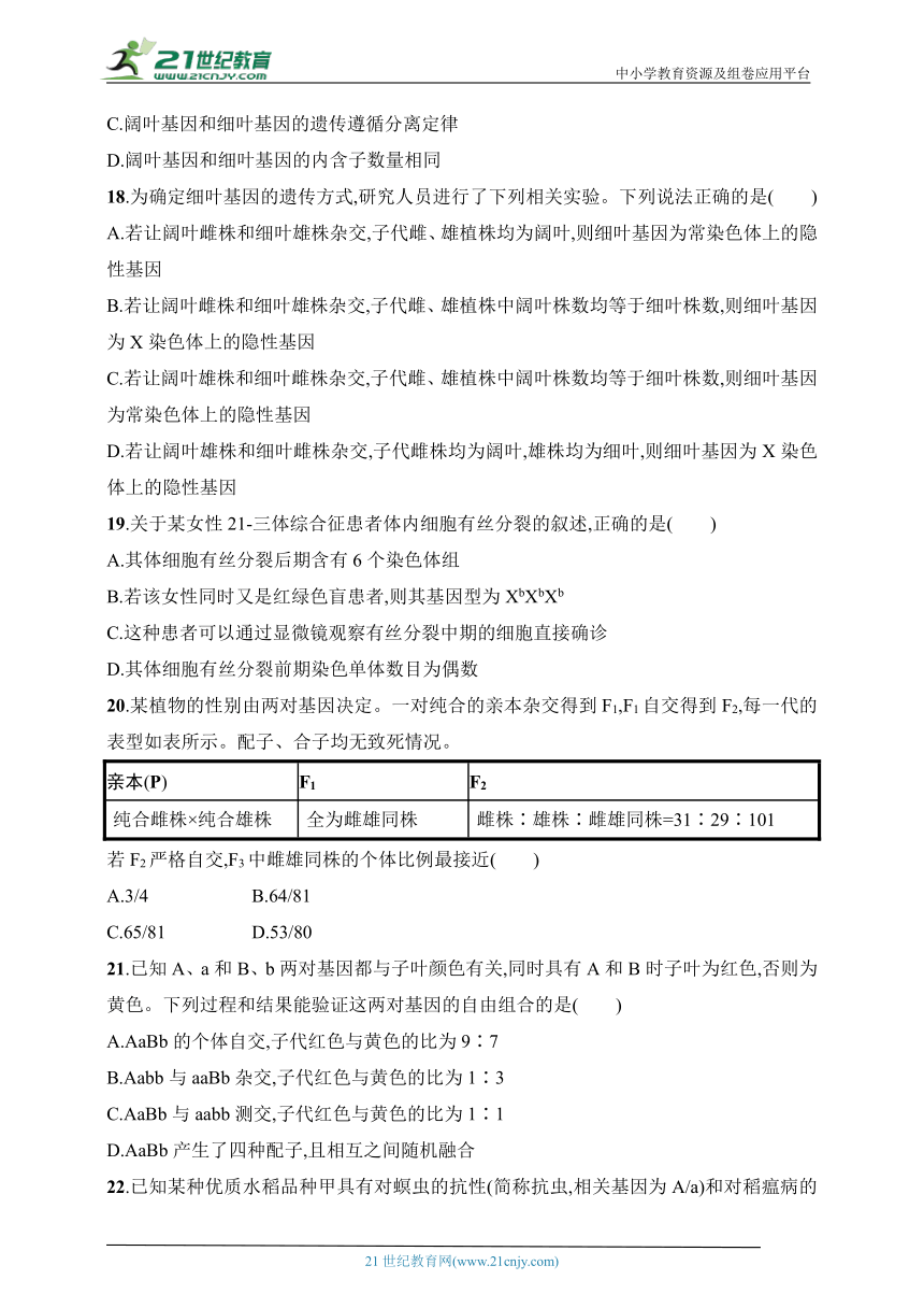 2025浙科版新教材生物学高考第一轮基础练--单元检测4　遗传的基本规律及应用（含解析）