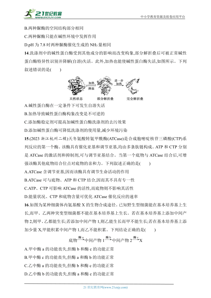 2025浙科版新教材生物学高考第一轮基础练--作业8　酶的本质和功能（含解析）