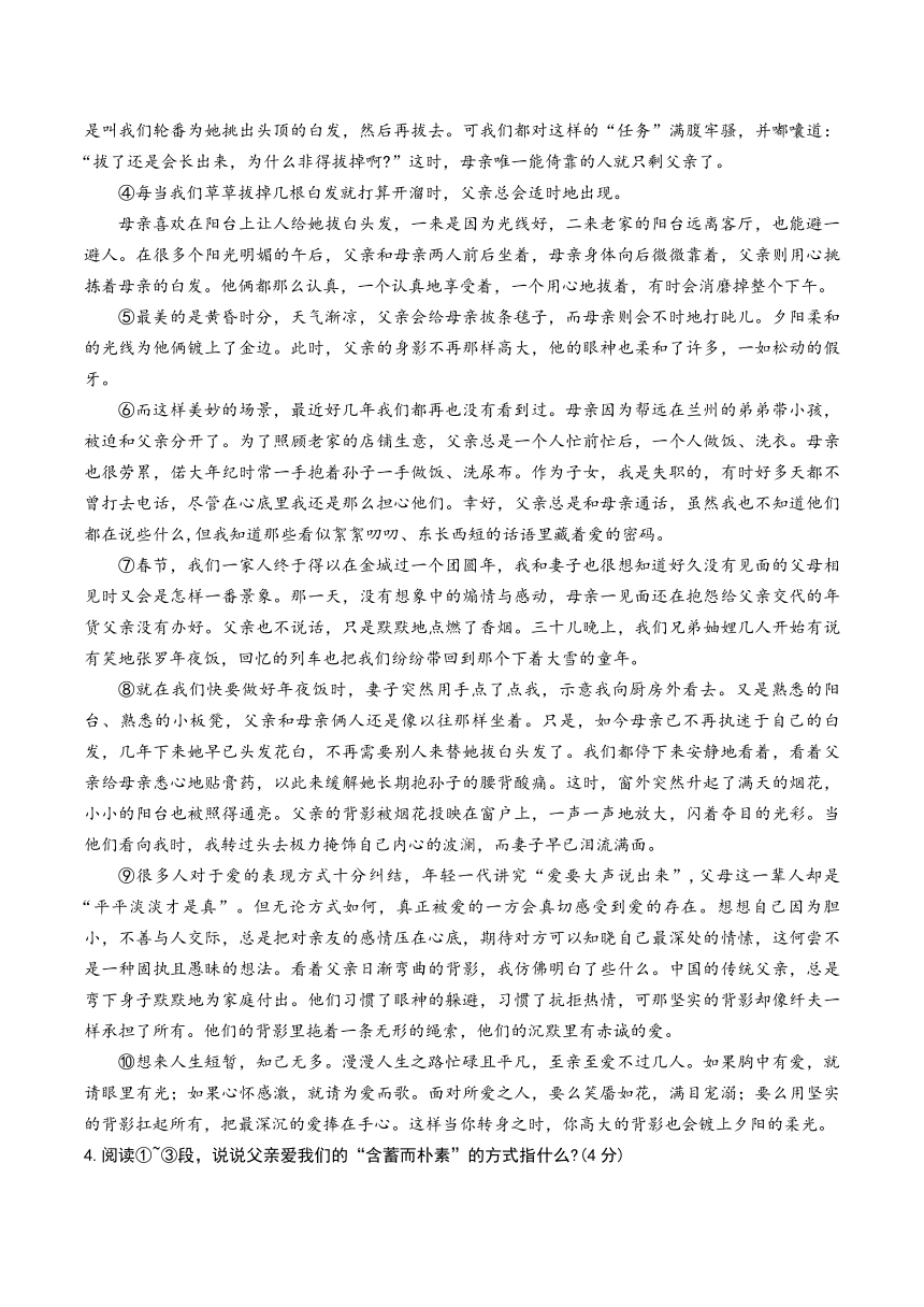 2024年湖北省武汉市六中上智中学中考3月模拟语文试卷（含答案）