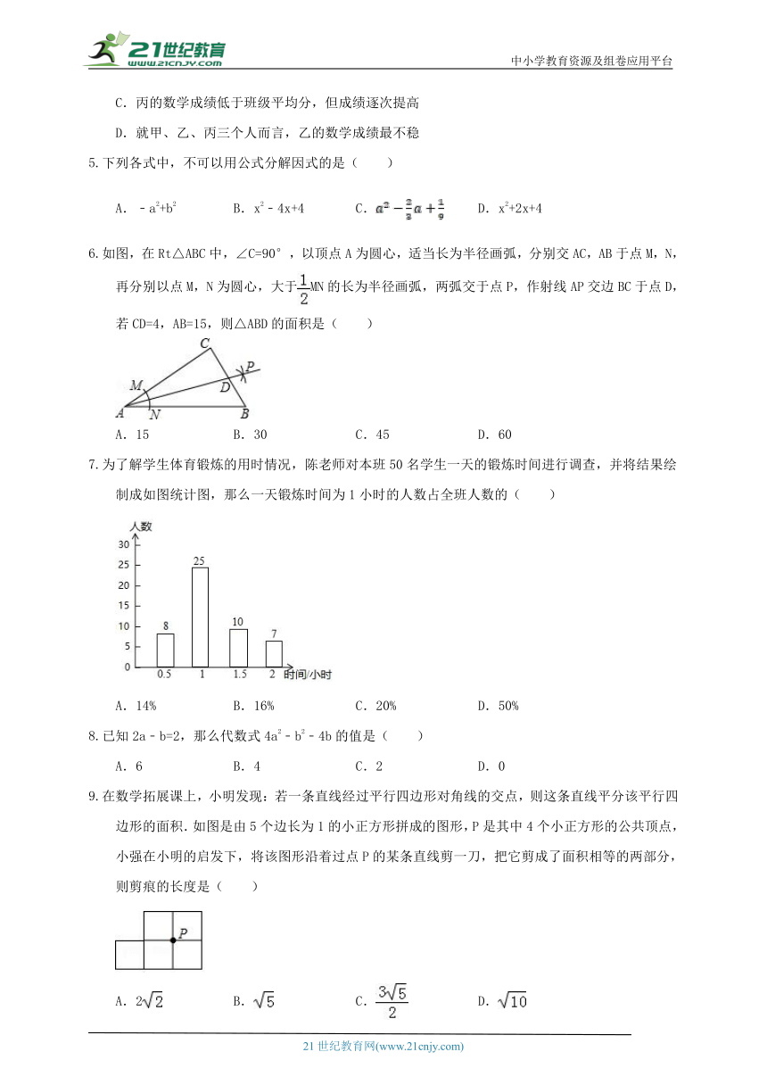 华师大版2023-2024八年级上期末模拟试题2（含解析）