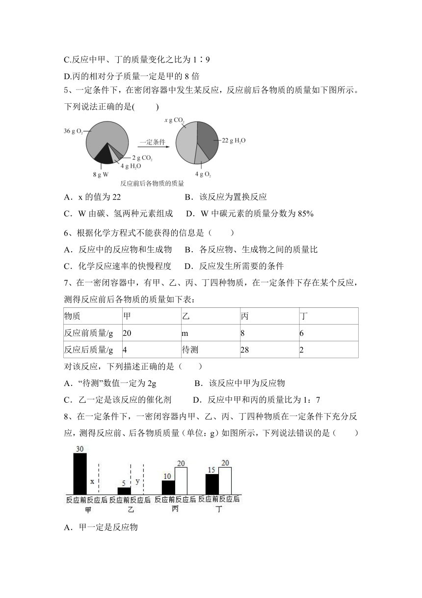 2023—2024学年人教版（五四学制）化学八年级全一册 第五单元 化学方程式 期末复习学情题(含答案)