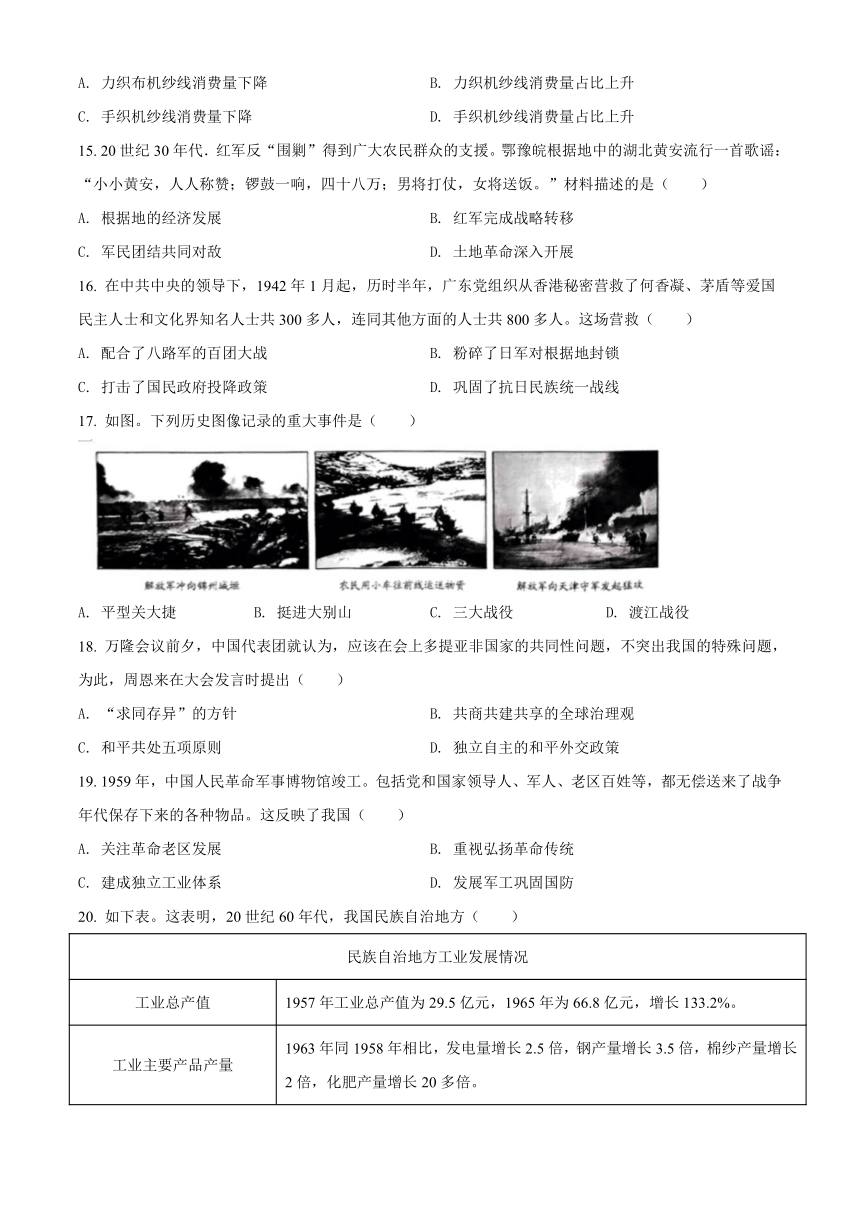 2022年广东省中考历史试题（word版，含答案）