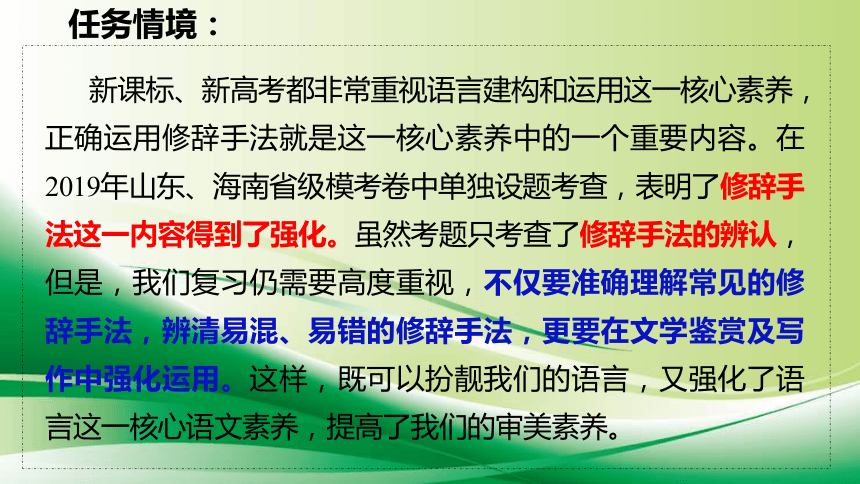 2022届高考语文复习《准确理解，辨清用法，正确运用修辞手法》课件58张PPT