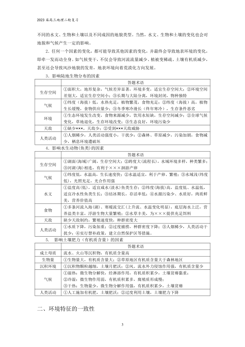 专题七 自然环境整体性与差异性   高考地理二轮梳理进阶学案（含解析）