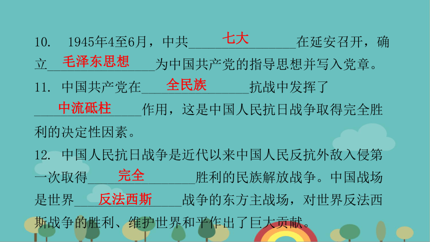 统编版历史八年级上册 第六单元中华民族的抗日战争复习课件(共30张PPT)