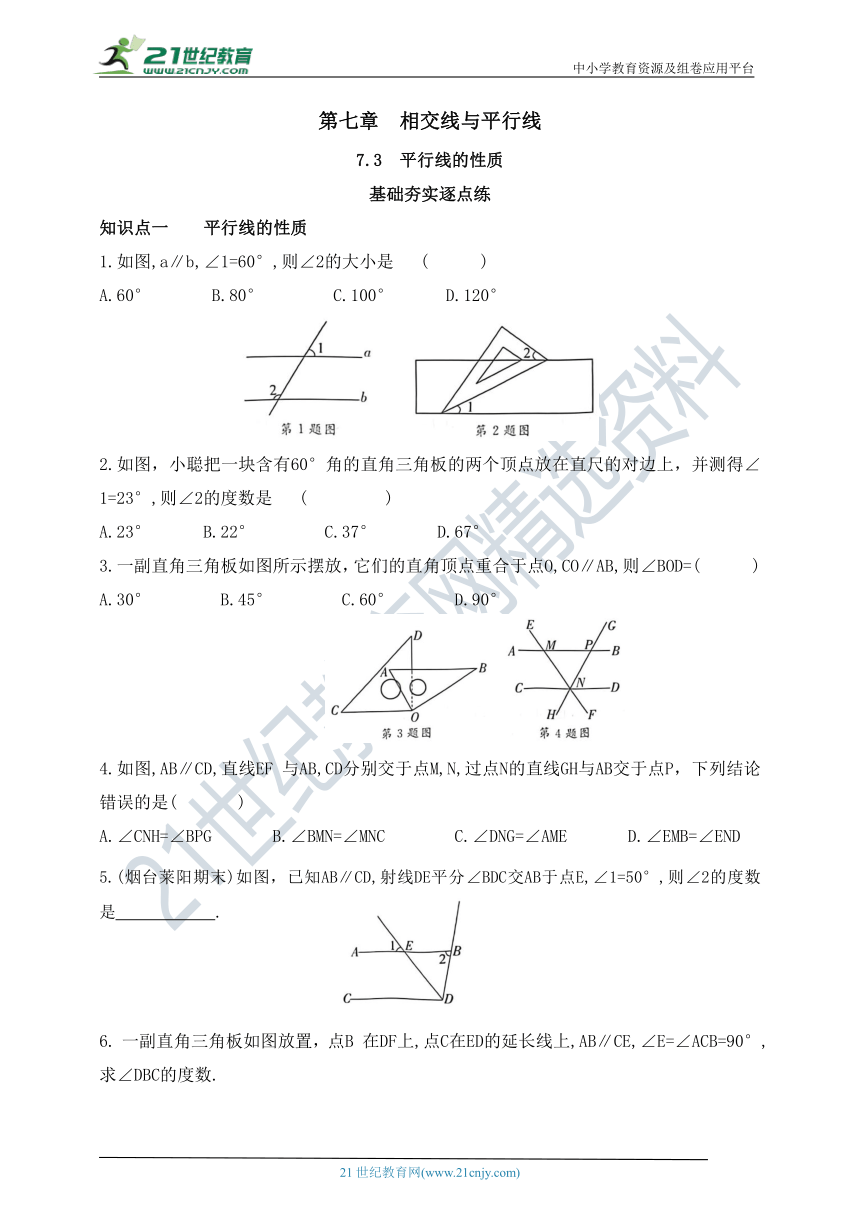 7.3 平行线的性质同步练习（含答案）