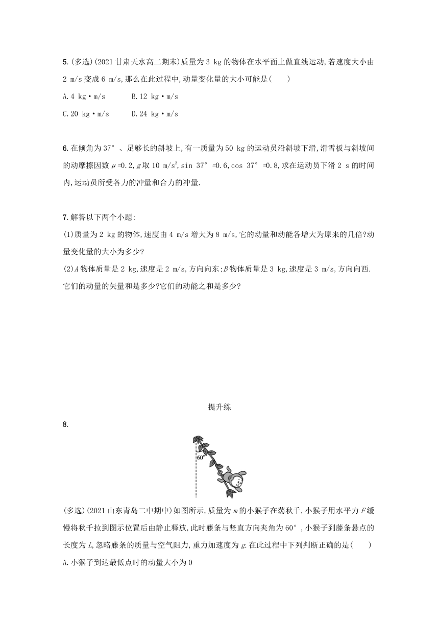 1.1 冲量 动量 测评（Word版含解析）