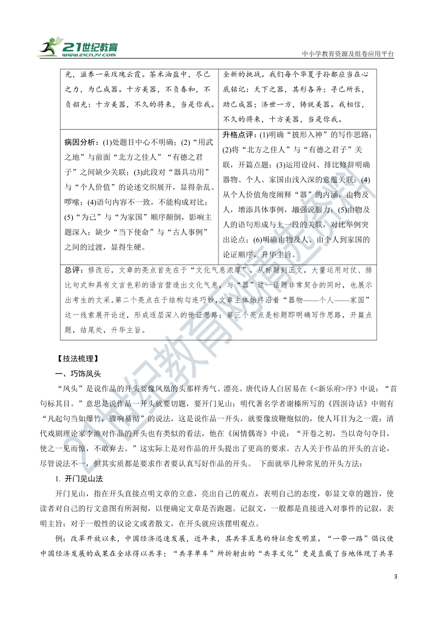 【备考2022】高考语文二轮 专题19 首尾靓和展才情 学案