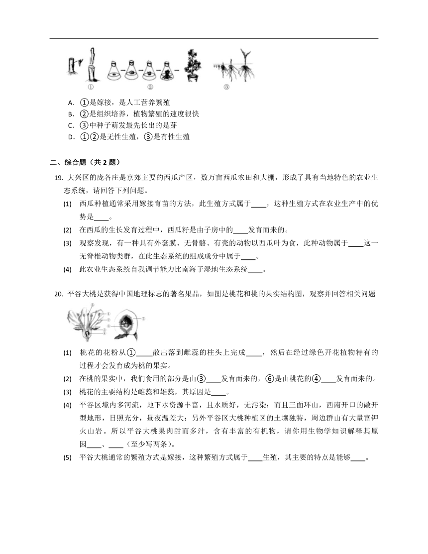 7.1.1植物的生殖  练习（含解析）