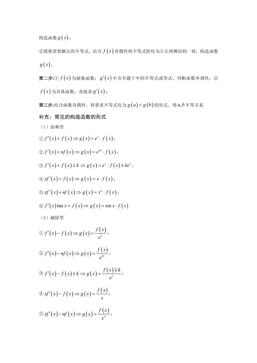 2022年高三数学二轮专题复习：利用导数解不等式问题 讲义（Word版含解析）