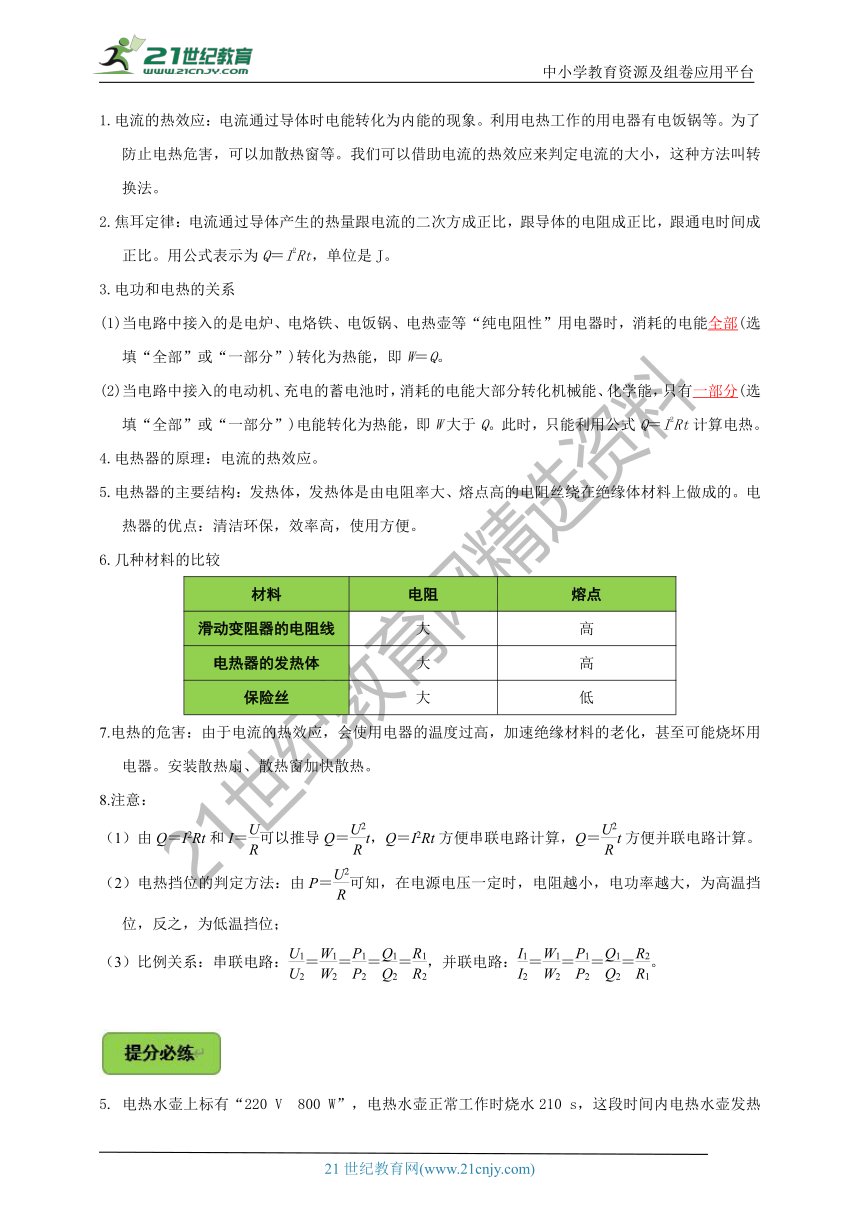 【2022名师导航】中考物理一轮复习学案 第18章  电能电功率（考纲解读+知识网络+知识清单+易错分析＋达标检测）