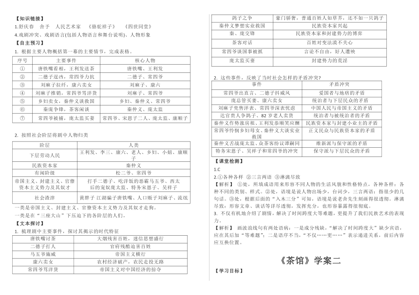 8.《茶馆（节选）》导学案 （含答案）2023-2024学年统编版高中语文选择性必修下册