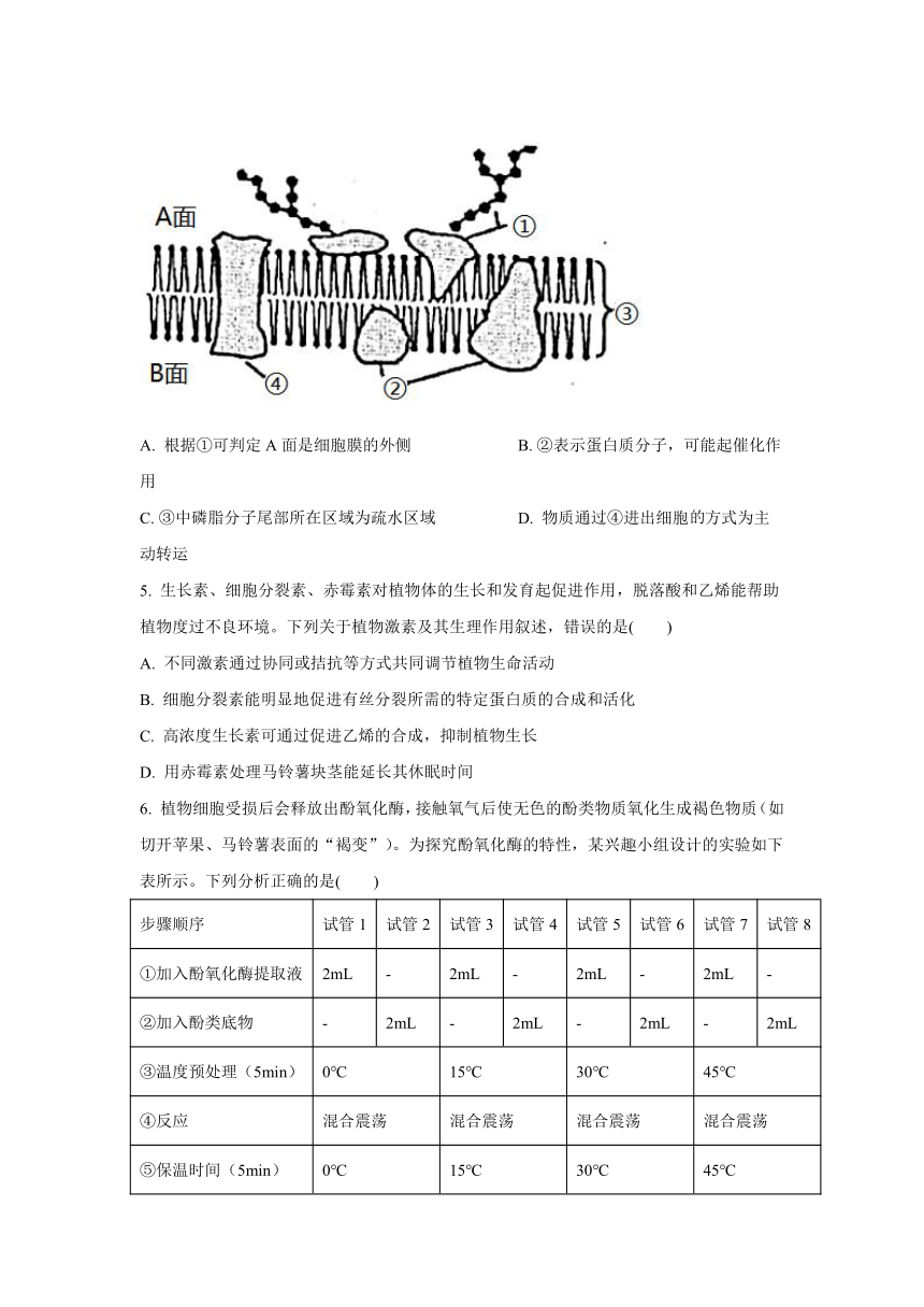 浙江省舟山市2021-2022学年高二上学期期末检测生物试题（Word版含答案）