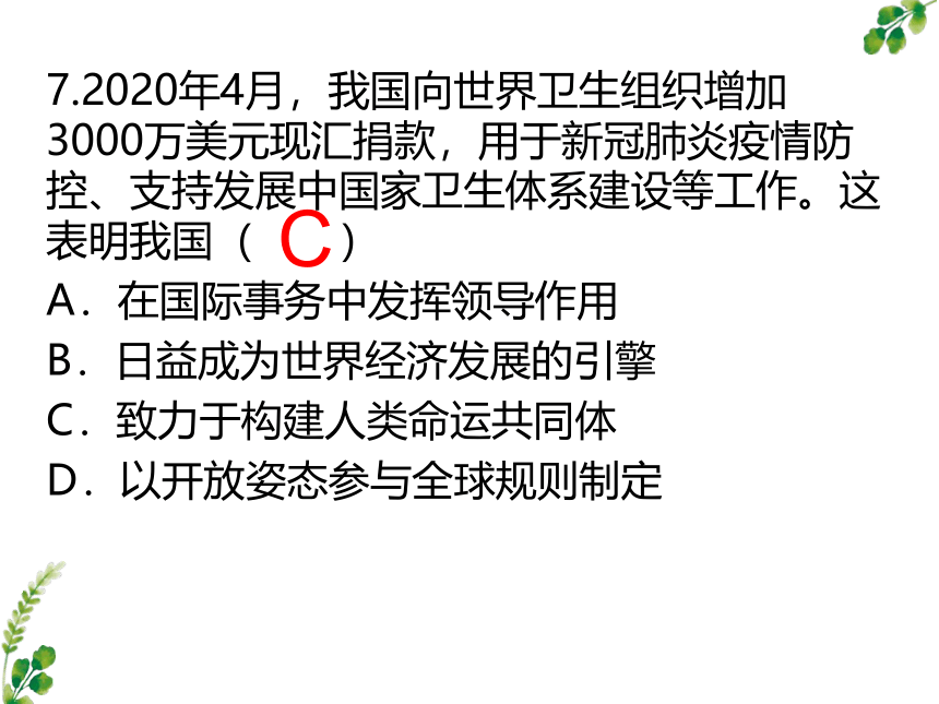 2021年中考道德与法治专题复习：十二、共同世界专题复习习题课件（22张幻灯片）