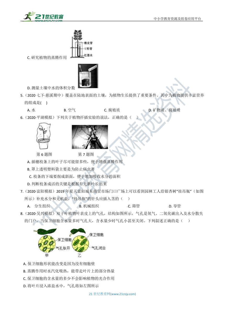 2020—2021年度 新9年级开学考冲刺（六） 植物与土壤（含答案）