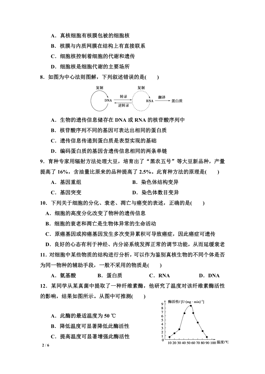2021广东省7月生物合格性考试模拟试题   含答案