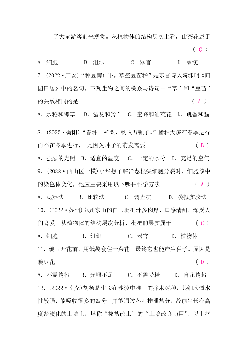 2023年云南省初中学业水平考试生物学　模拟卷(一)解析版（教师版 答案和题目没有分开）