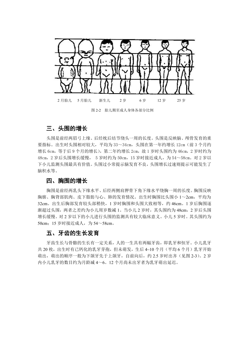 《儿科护理》第2章 第2节 小儿体格的生长发育（含同步训练与执业资格考试模拟试题+答案）