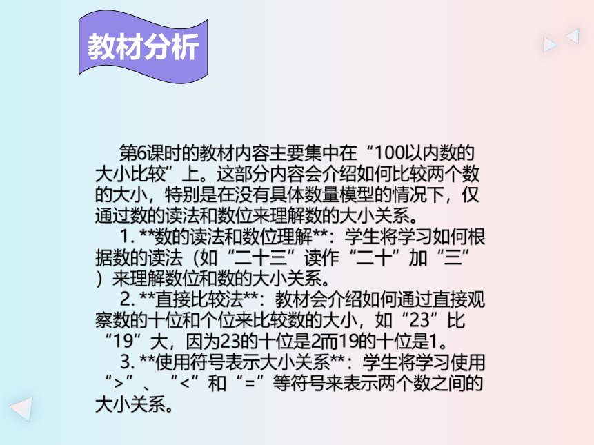 小学数学冀教版一年级下《数的大小比较》说课课件(共25张PPT)